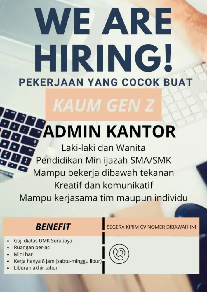 Dibutuhkan segera 5 staff perkantoran