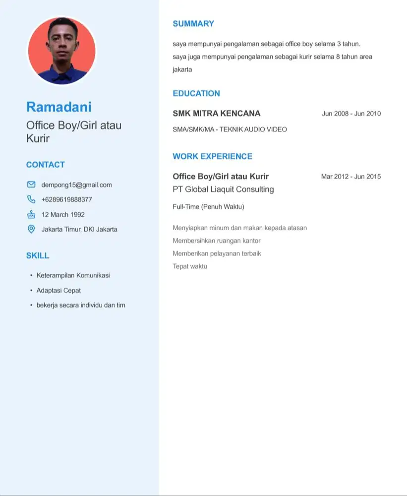 Mencari pekerjaan sebagai office boy/kurir