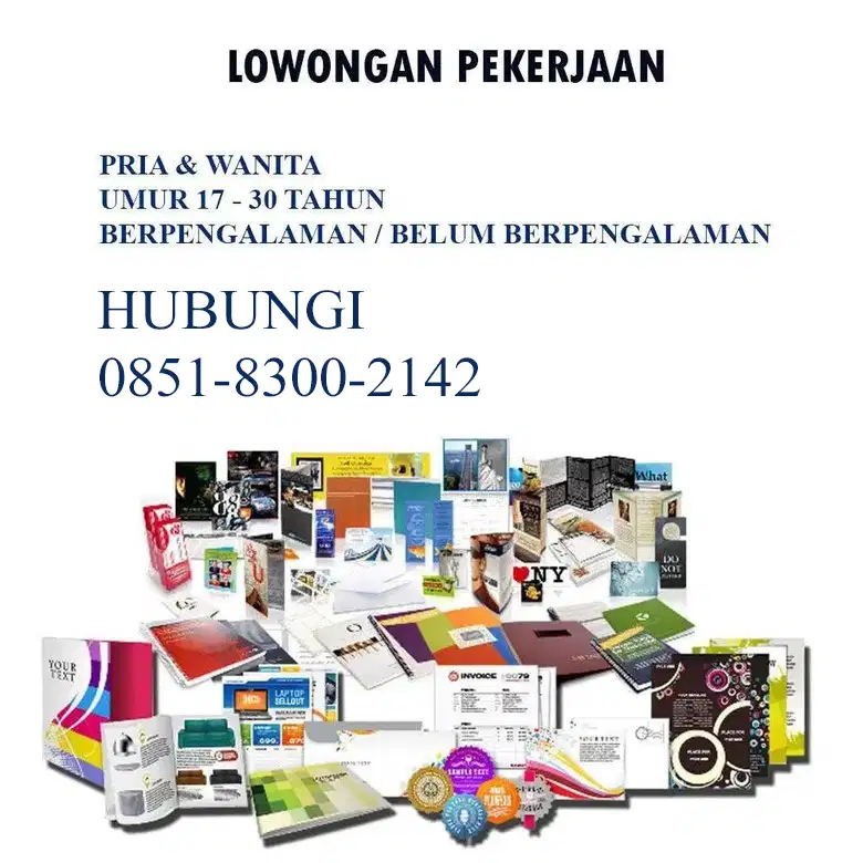 Lowongan Pekerjaan Percetakan Admin Staff Percetakan Johar baru loker