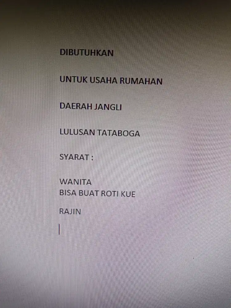 Lowongan kerja usaha rumah tangga