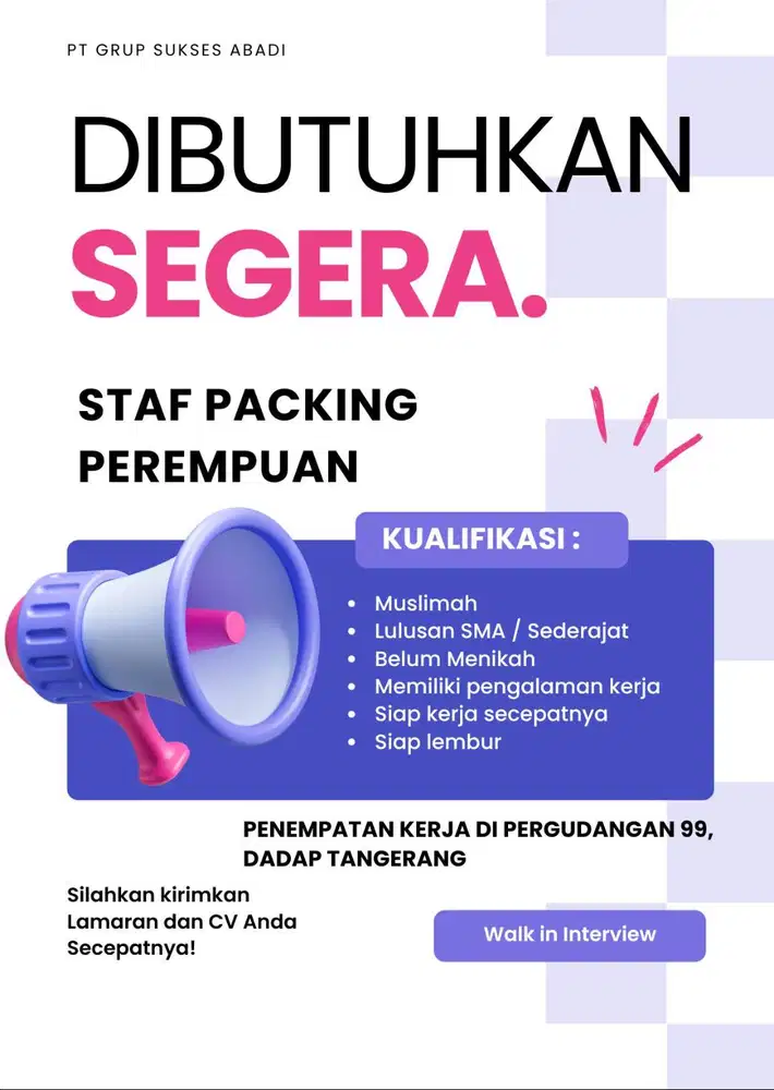 Loker Staf Packing Perempuan