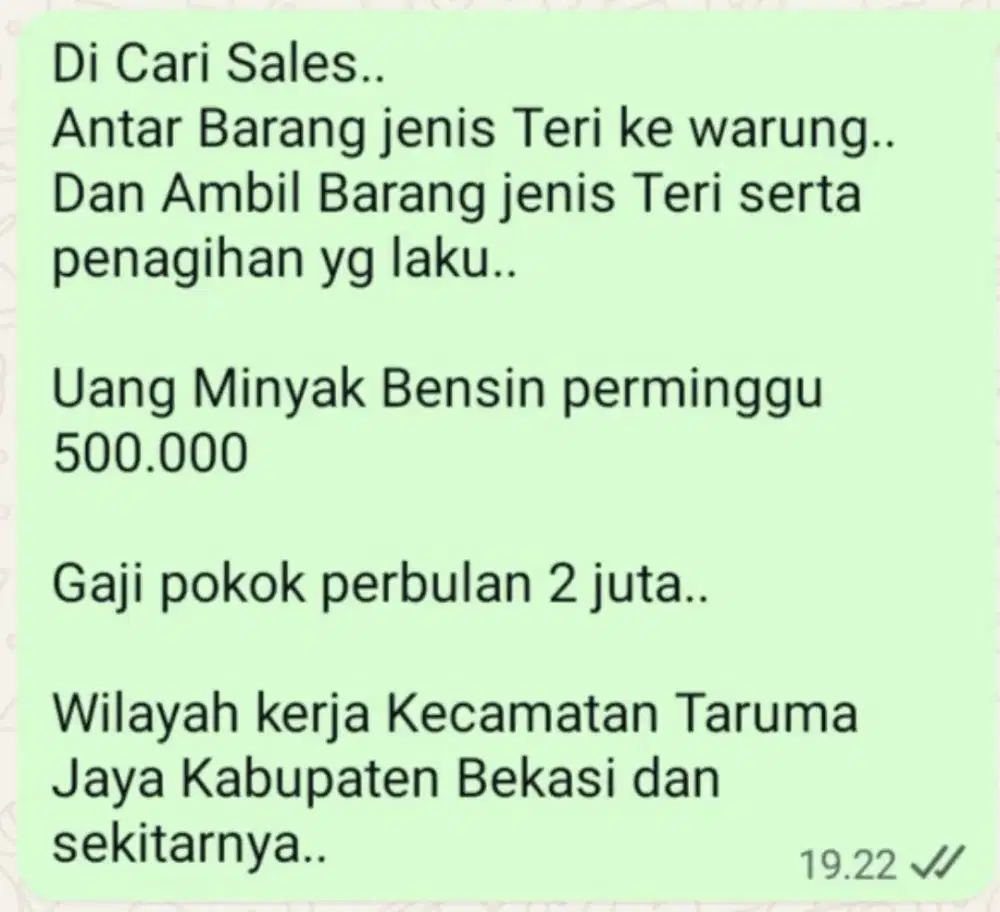 Di butuhkan Sales