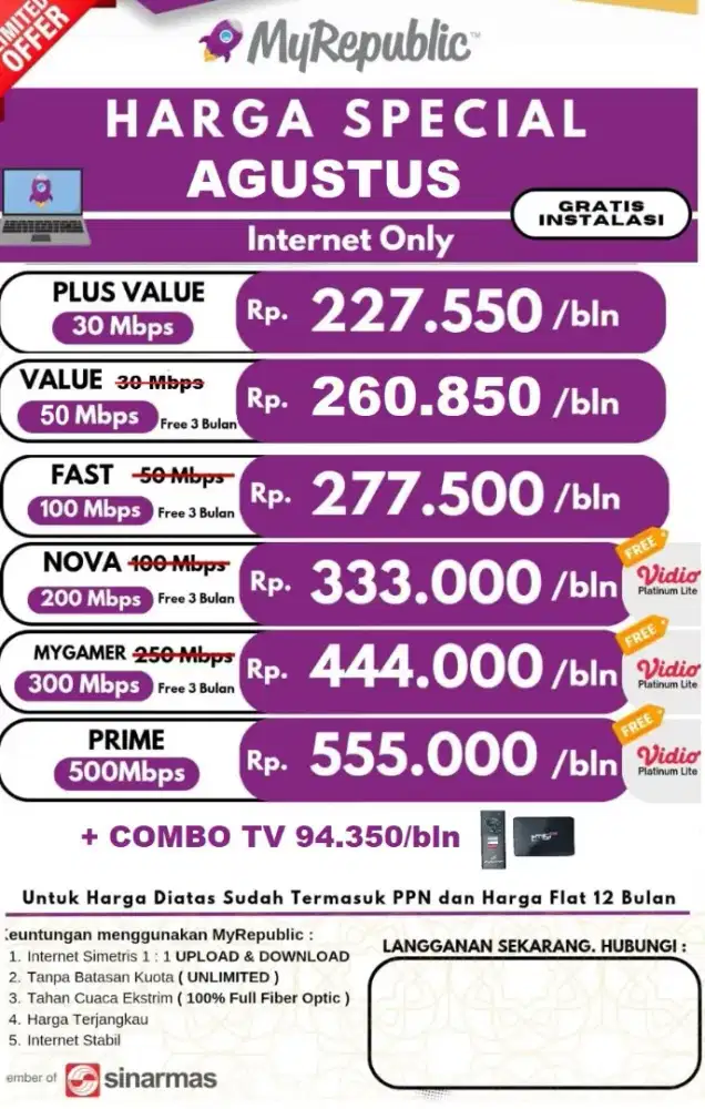 MY REPUBLIC PEMASANGAN WIFI TERBAIK Promo Agustus !!!