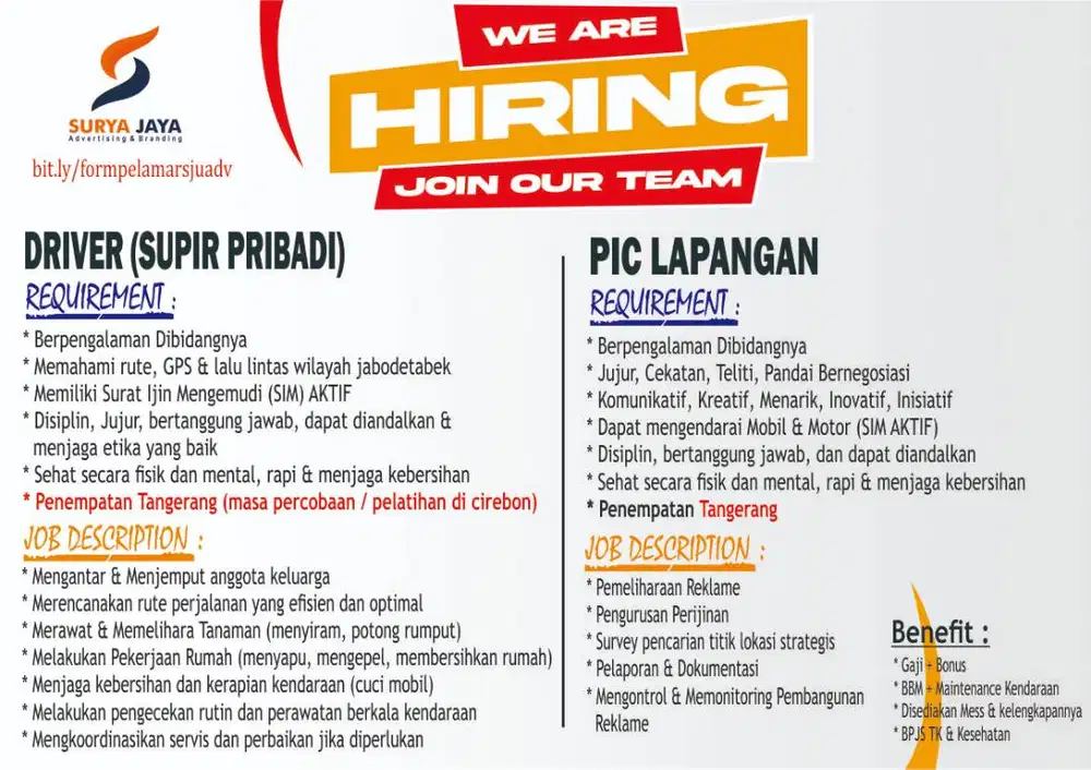 PIC OPERASIONAL & SUPIR PRIBADI