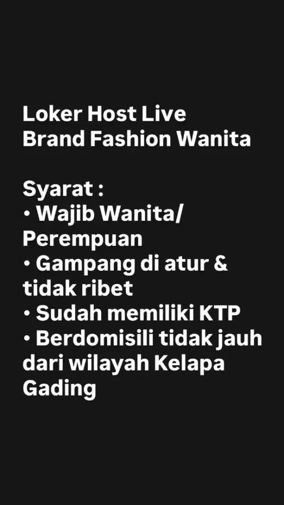Lowongan Kerja Host Live