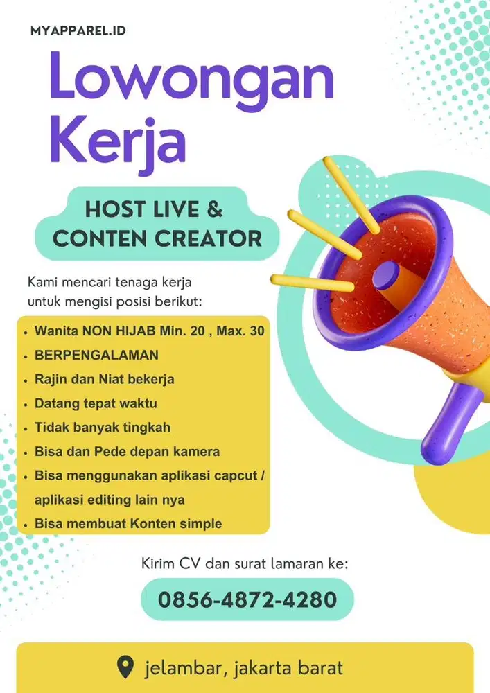 DICARI HOST LIVE STREAMING PEREMPUAN