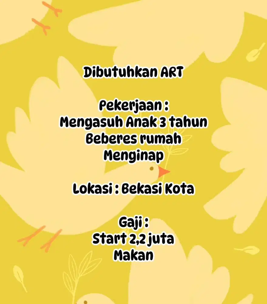 Dibutuhkan segera ART