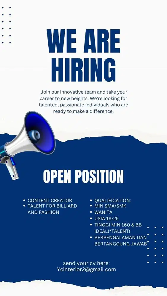 Lowongan Host Live dan digital marketing onlineshop