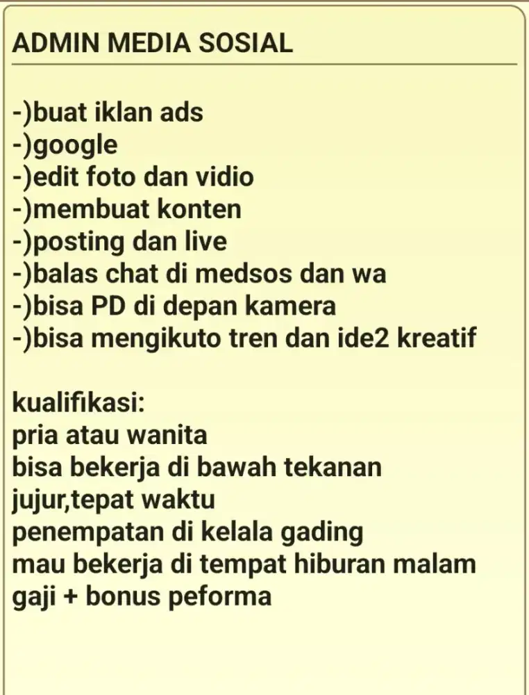 admin / marketing media sosial