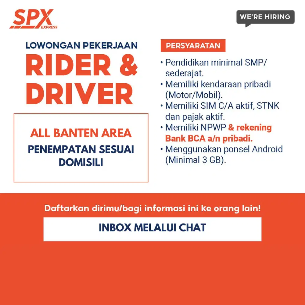 LOWONGAN PEKERJAAN KURIR SPX EXPRESS