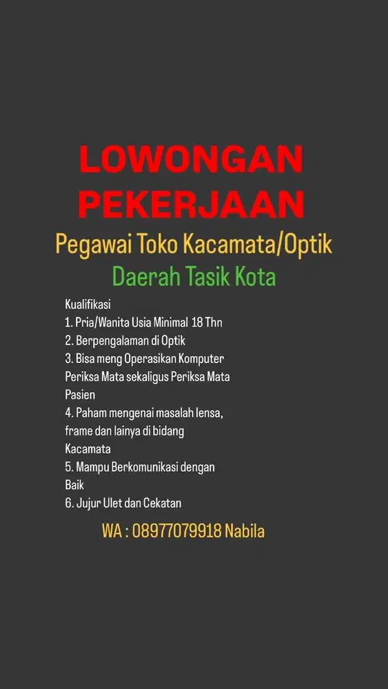 LOWONGAN PEKERJAAN