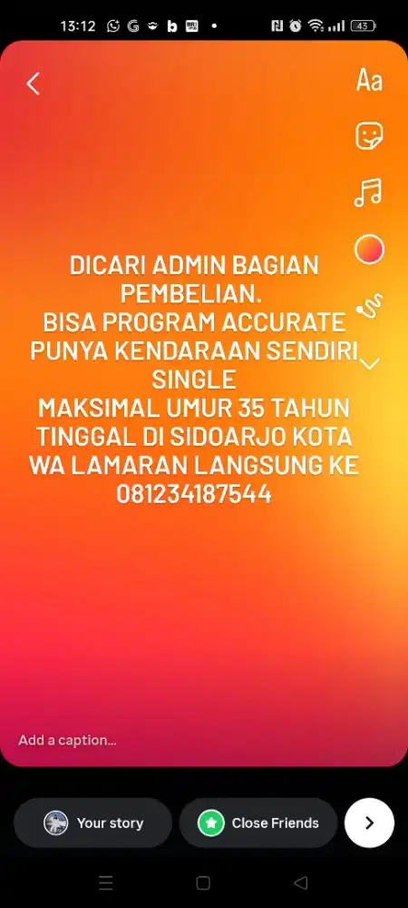 Butuh admin cewek bisa accurate online