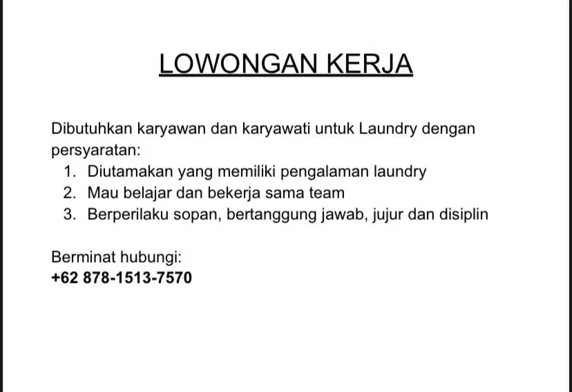 Karyawan laundry