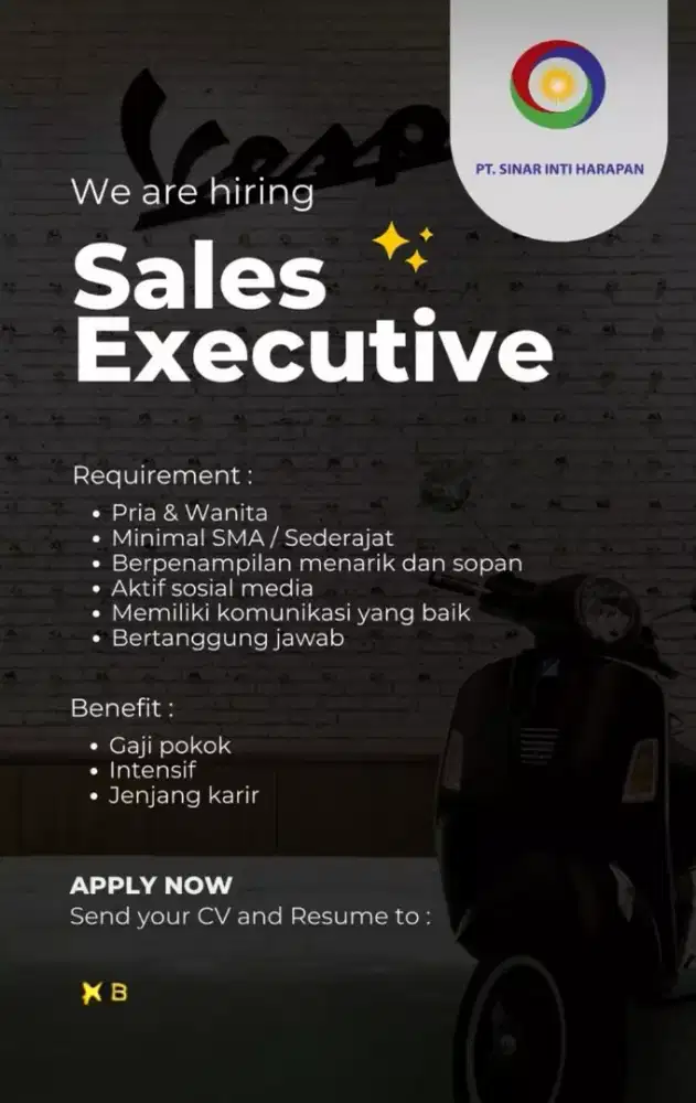Lowongan pekerjaan sales executive vespa matic di bsd