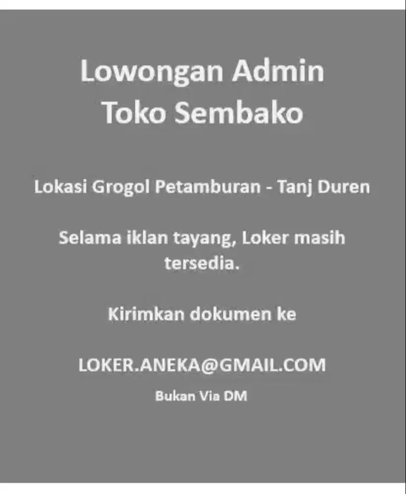 Dibutuhkan karyawan toko sembako