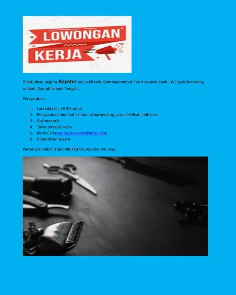 Lowongan tukang cukur pria