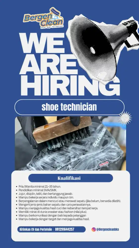 Lowongan Karyawan Loundry Sepatu / Teknisi Cuci Sepatu