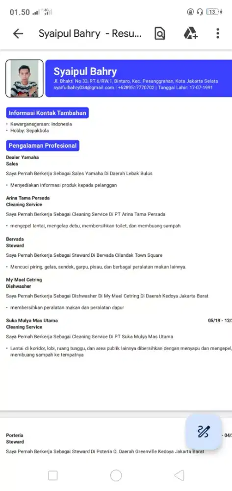 Sedang mencari perkerjaan