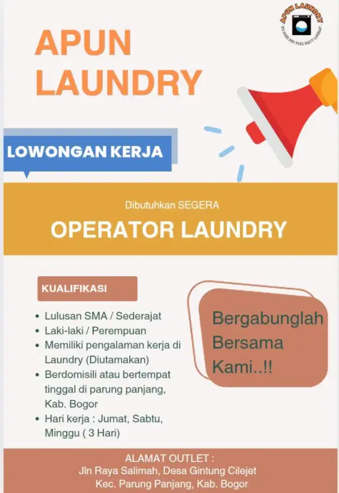 Lowongan Pekerjaan Operator Laundry