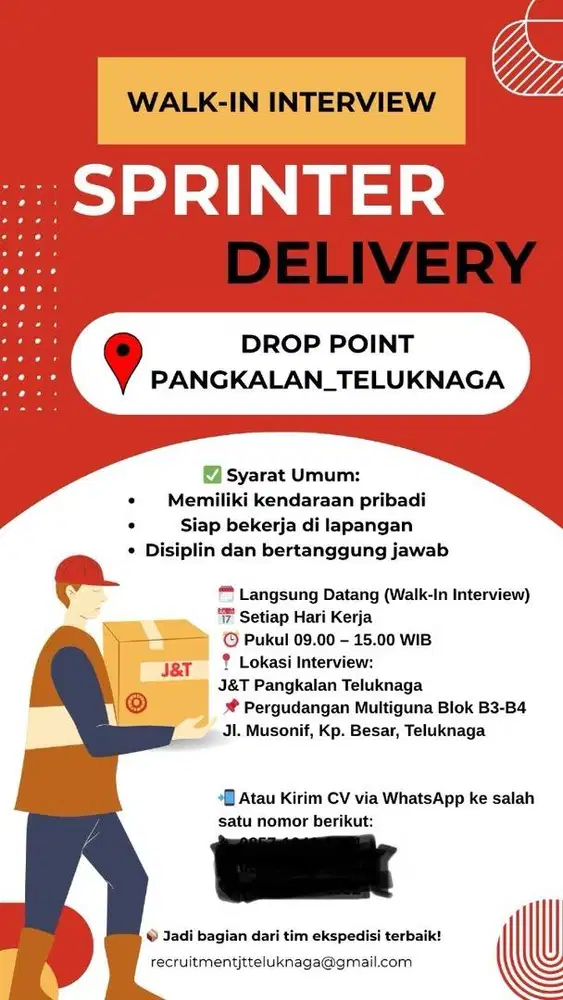 Lowongan kurir motor j&t teluk naga
