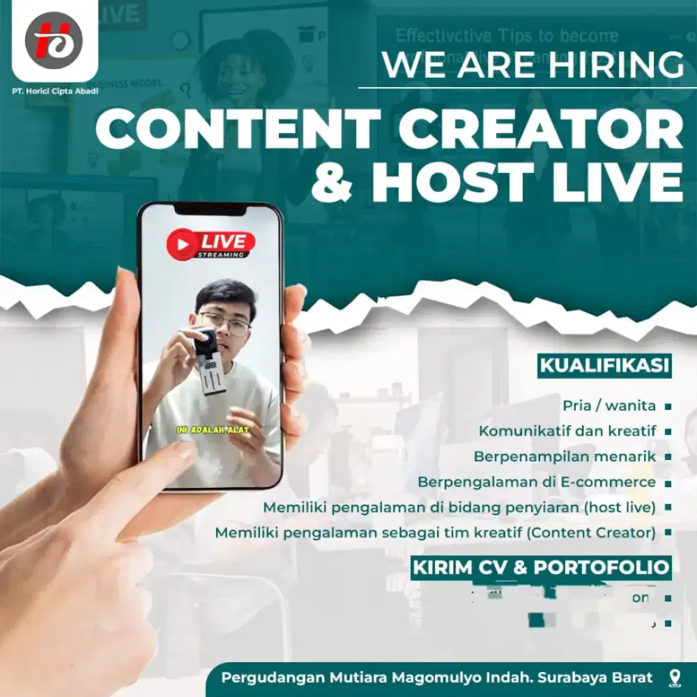 Loker Host Live dan Konten kreator