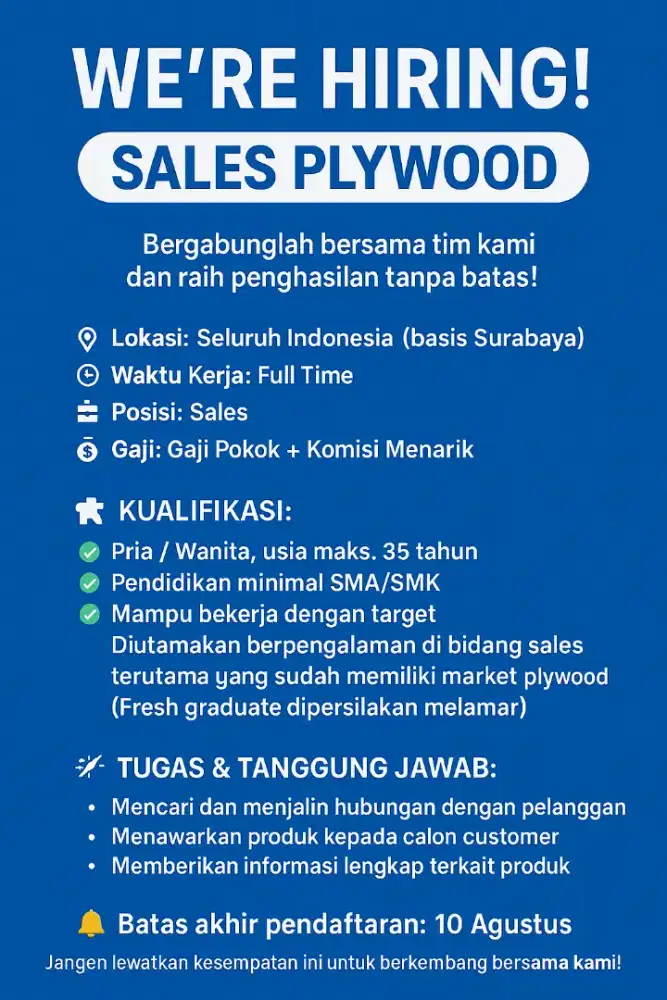 Dicari Sales plywood