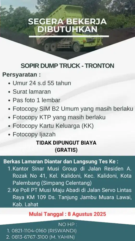 Sopir Dump Truk Tronton