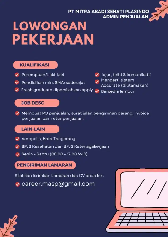 LOKER ADMIN PENJUALAN TANGERANG