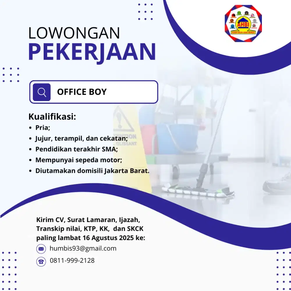 Lowongan Kerja Admin Sosmed dan Office Boy
