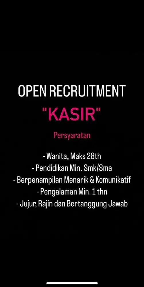 DICARI KASIR BARBERSHOP
