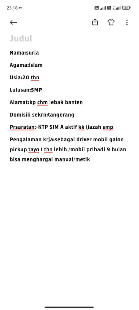 Butuh pekerjaan