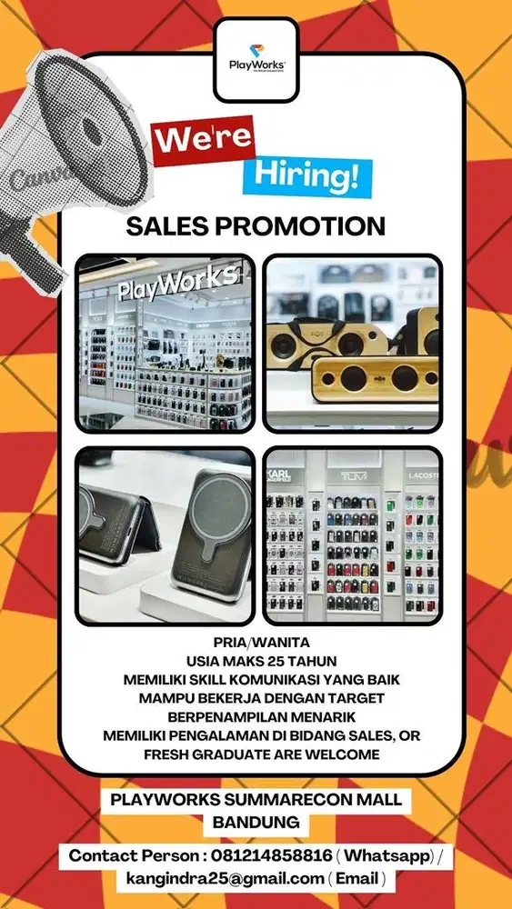 Kesempatan berkarir di PlayWorks Summarecon Mall Bandung