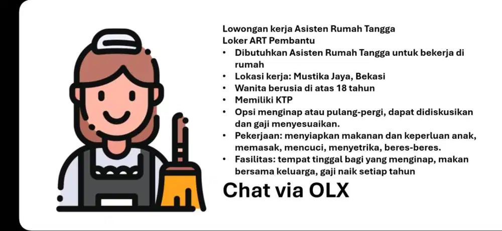Loker Pembantu Bekasi Lowongan Kerja ART Asisten Rumah Tangga