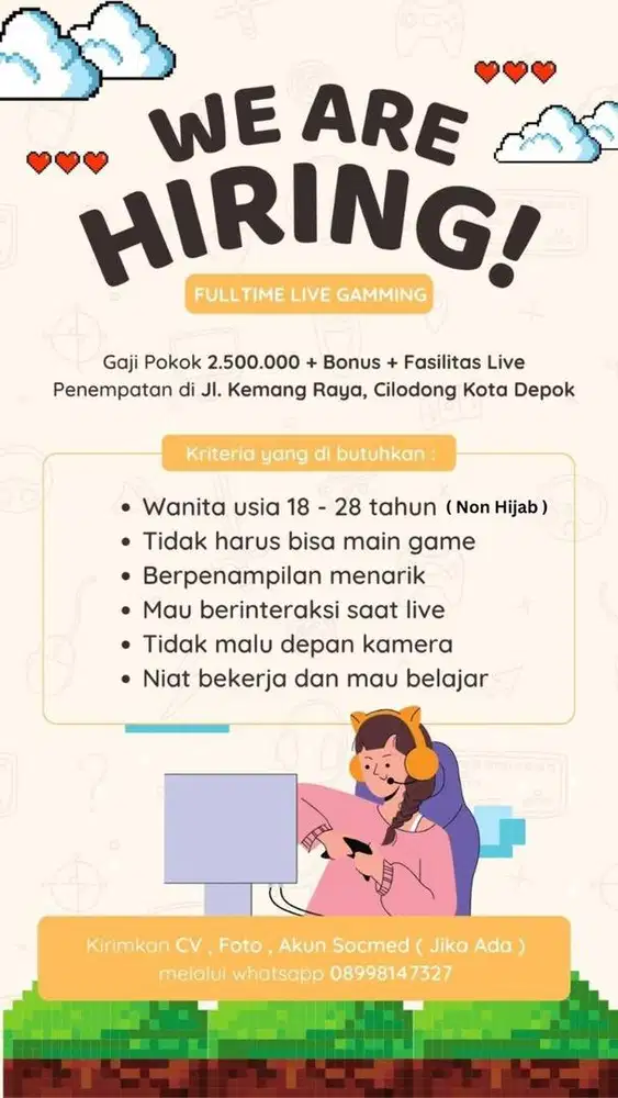 LOWONGAN KERJA: FULLTIME LIVE GAMING