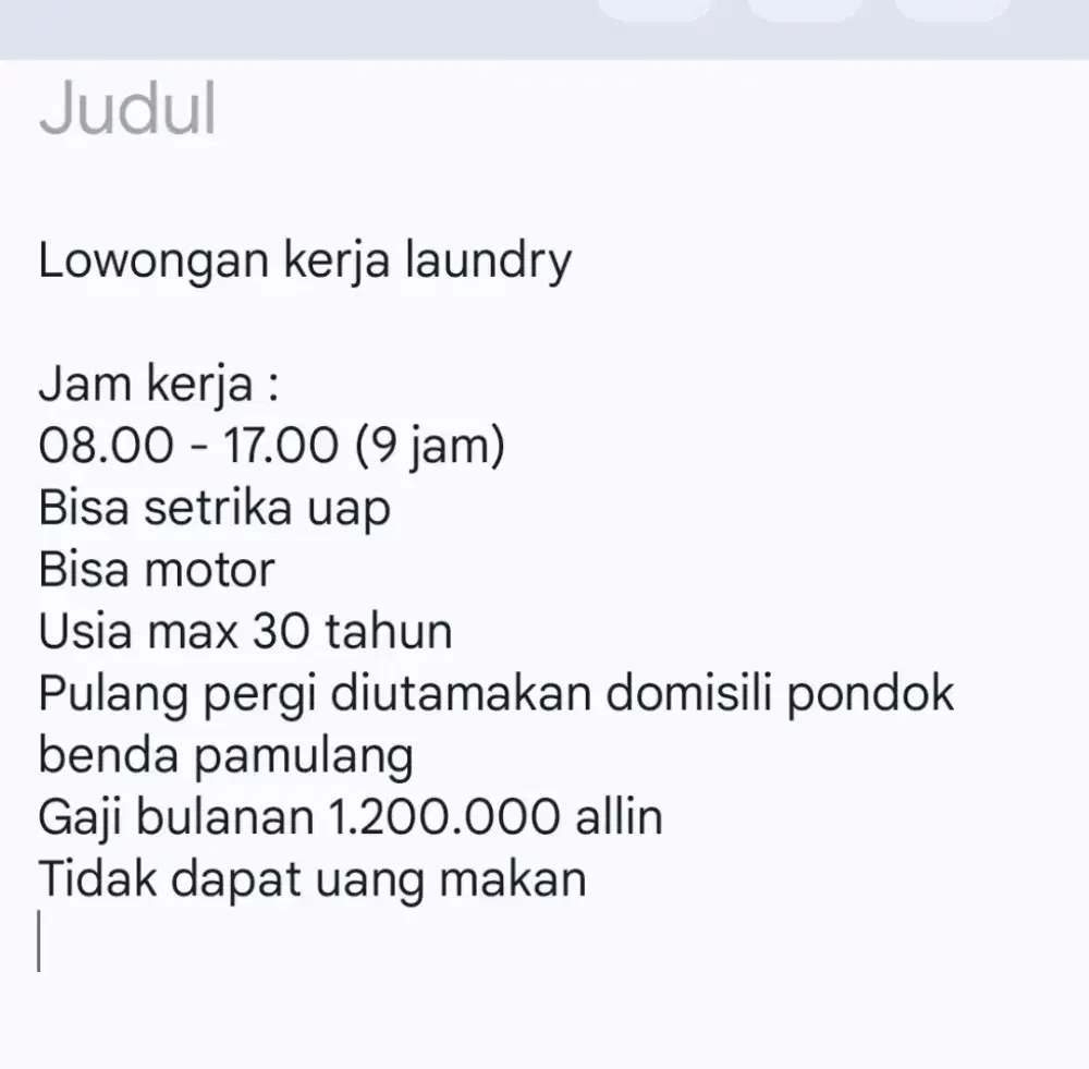Lowongan kerja laundry