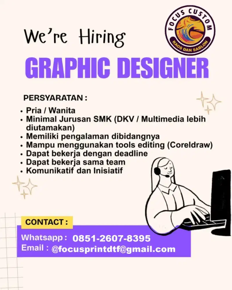 Dibutuhkan desainer di focus print