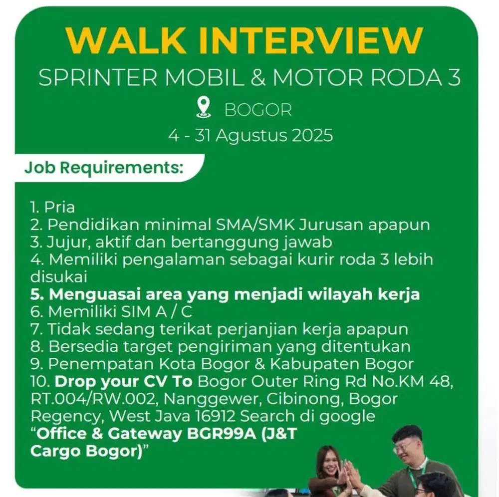 Freelance Kurir Mobil dan Kuri Motor Roda Tiga (VIAR)