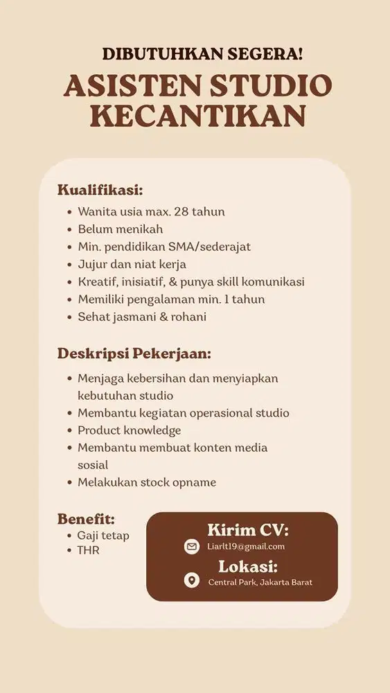 Asisten Studio Kecantikan
