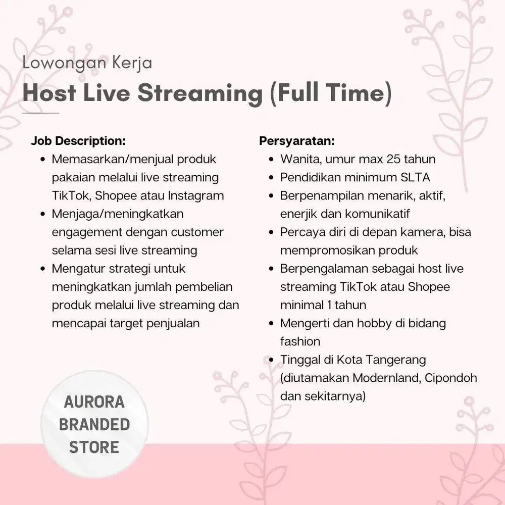 Host Live Streaming Produk Fashion