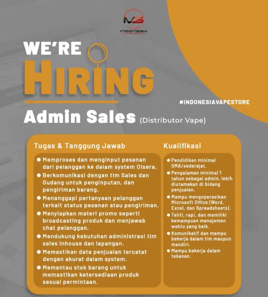 Admin sales online (khusus perempuan)