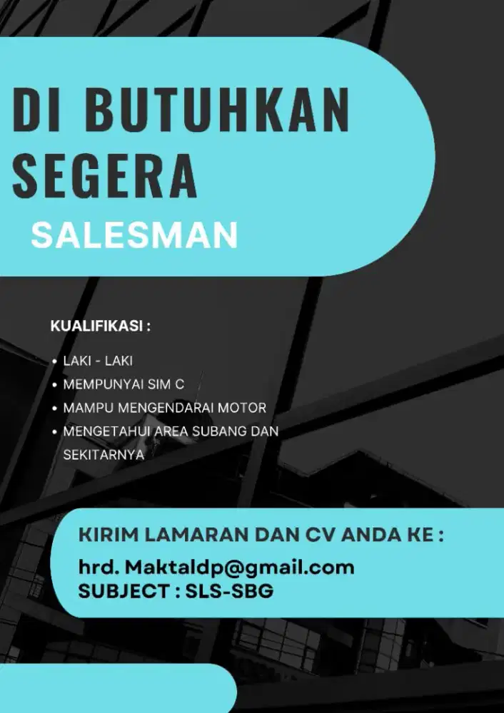 Di butuhkan Salesman