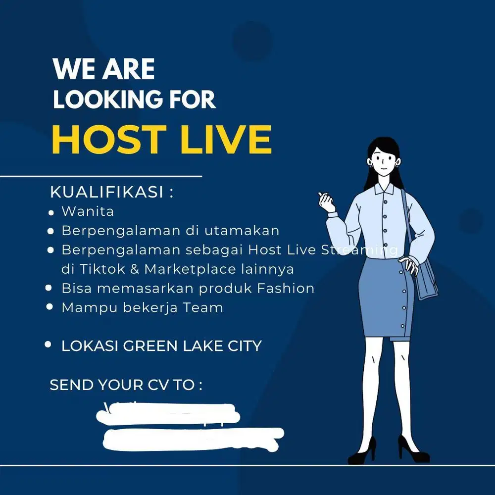 Dibutuhkan Host Live Streaming Fashion