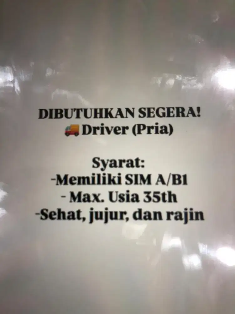 Dibutuhkan sales dan driver
