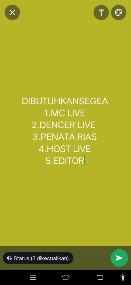 Dibutuhkan dancer, host live dan operator live dance