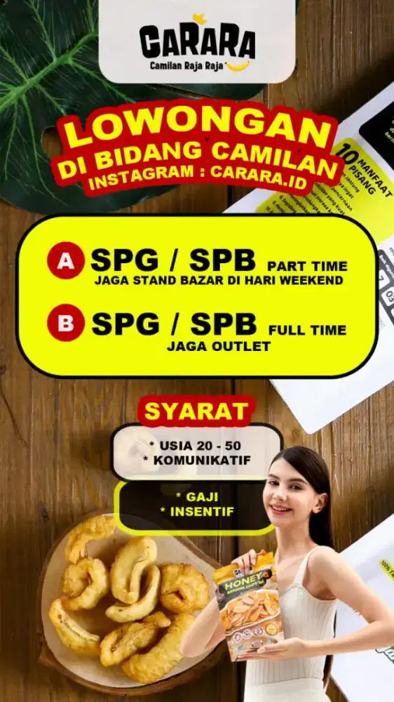SPG Freelance & Fulltime utk Stand Camilan Viral