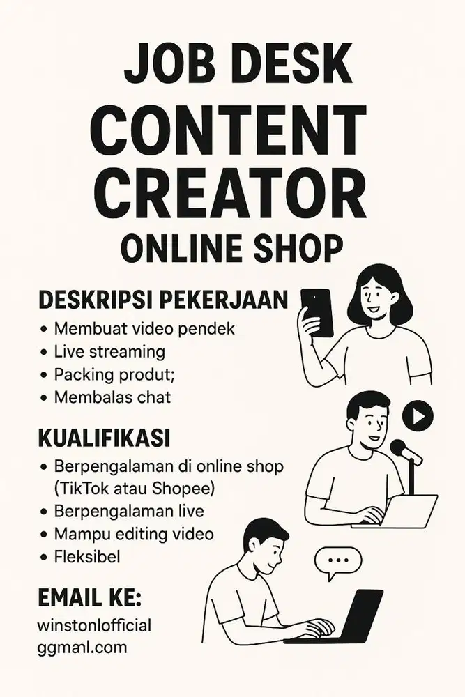 LOWONGAN PEKERJAAN ADMIN ONLINESHOP HOSTLIVE DAN PACKING