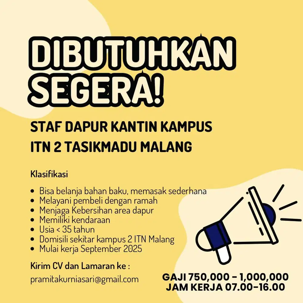 Lowongan Stan Dapur Kantin