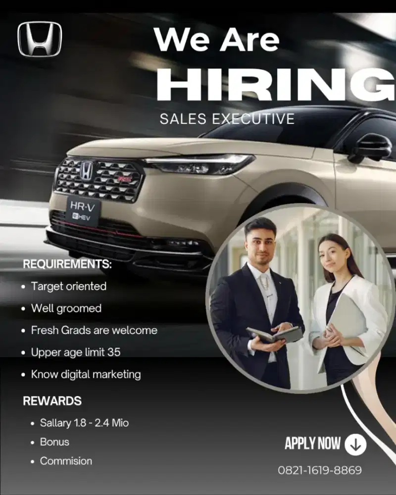 Dicari SEGERA SALES HONDA MOBIL