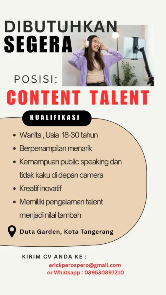 Dicari content talent