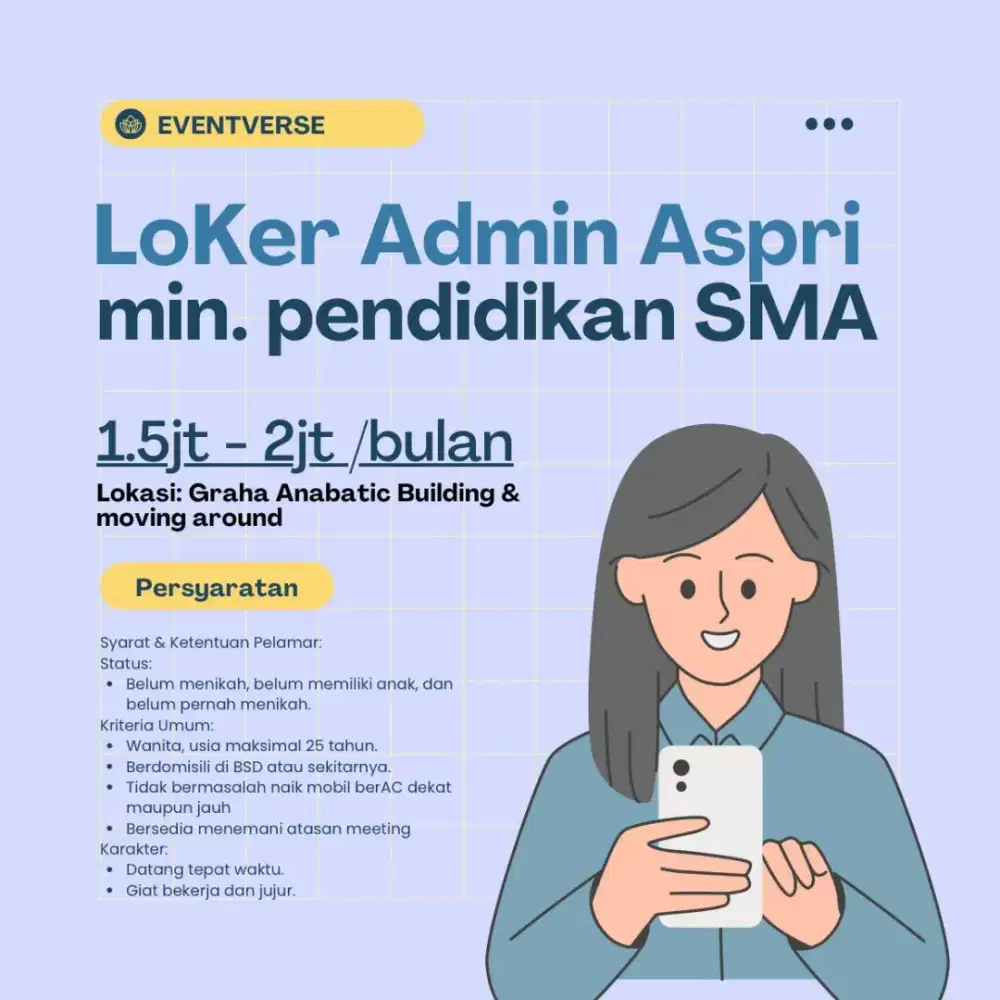 Admin Aspri 1,5jt - 2jt, Graha Anabatic Building, Gading Serpong